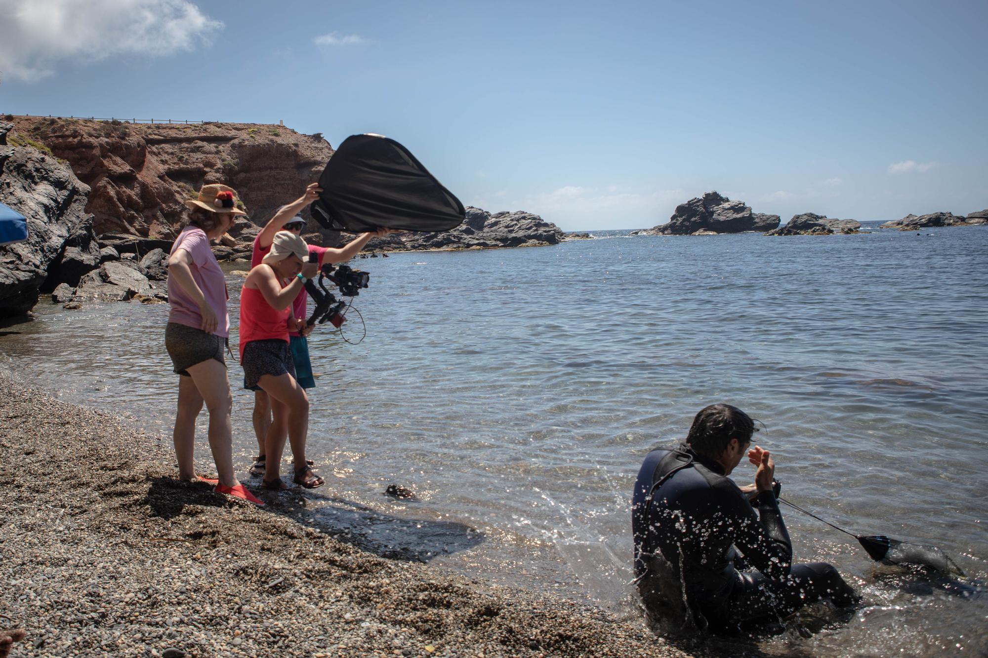 Rodaje de un documental en Cabo de Palos, con Carmelo Gómez como protagonista