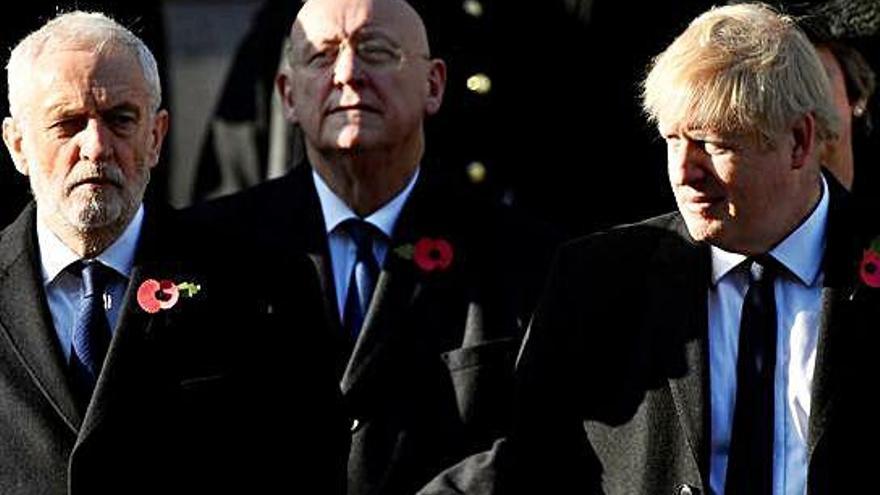 Johnson i Corbyn en un acte a Westminster.