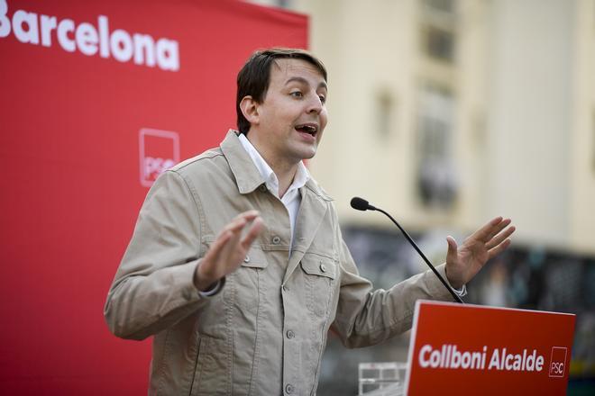 El eurodiputado por el PSC, Javi López , en un acto de campaña