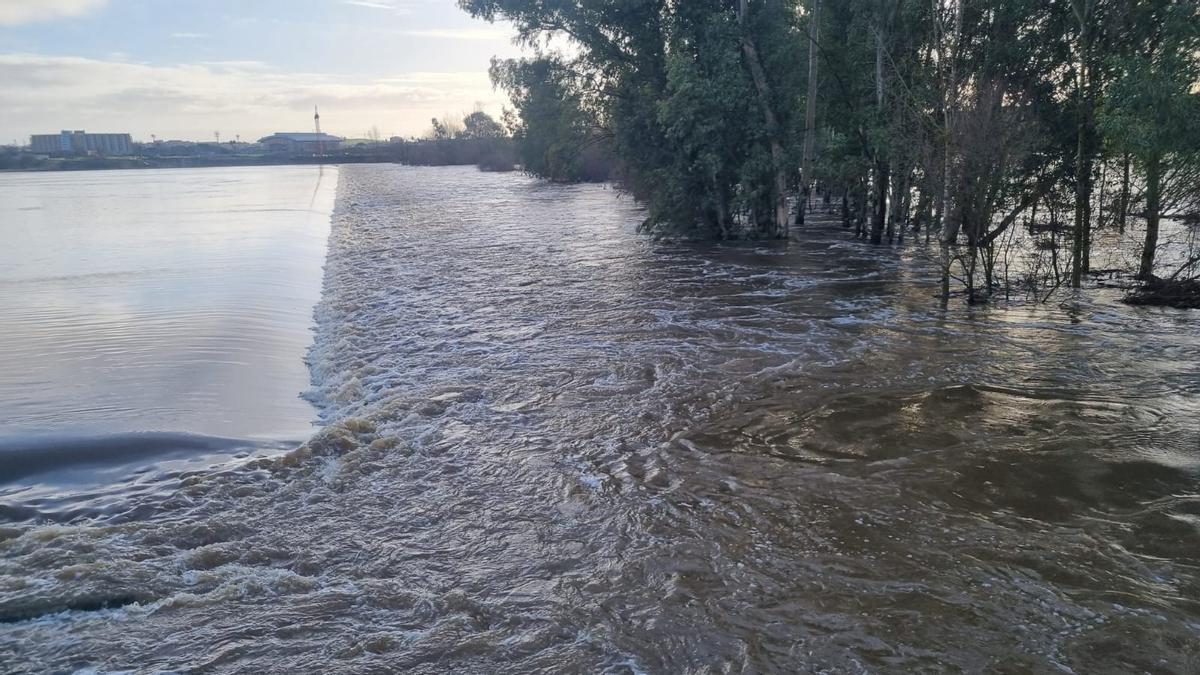 El azud del Guadiana en Badajoz, este martes.