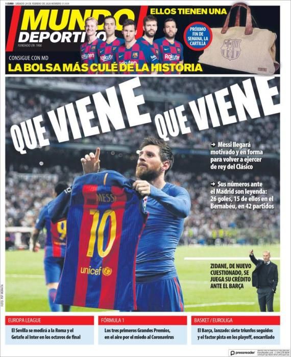 Portada MUNDO DEPORTIVO sábado 29 febrero 2020