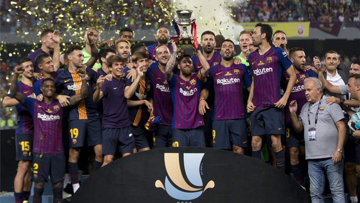 La última Supercopa conquistada por el Barça llegó en Tánger (2-1 al Sevilla)