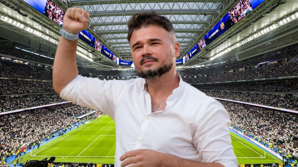 Gabriel Rufián en el Santiago Bernabéu