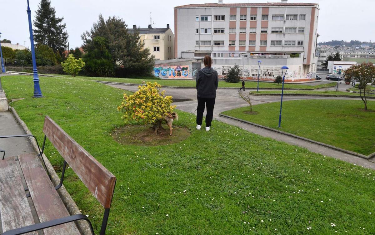 Zona ajardinada en el parque de As Brañas, en Culleredo.