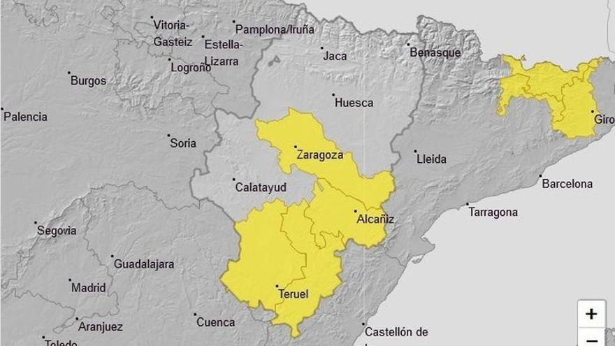 Aviso amarillo por lluvias y tormentas en la Ribera del Ebro y Teruel