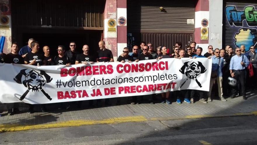 Protesta de los bomberos del consorcio en octubre.