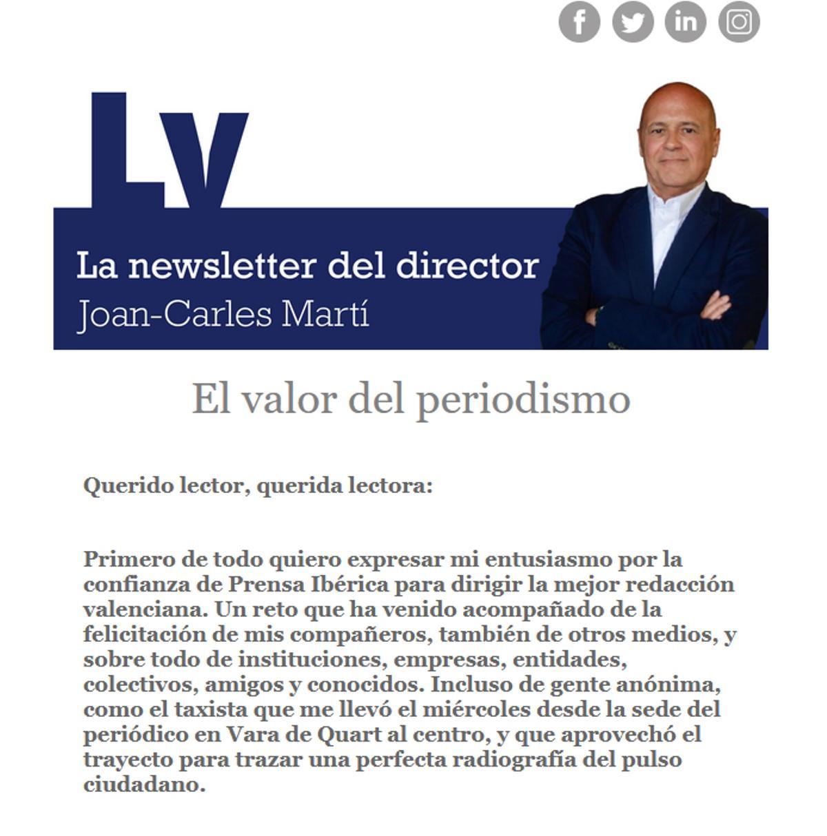 Newsletter del director de Levante-EMV, Joan-Carles Martí