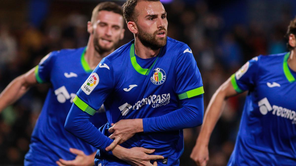 Borja Mayoral celebra su gol ante el Valencia en LaLiga Santander 2022-2023