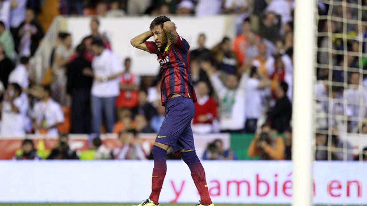 Neymar, en la final de Copa en Mestalla.