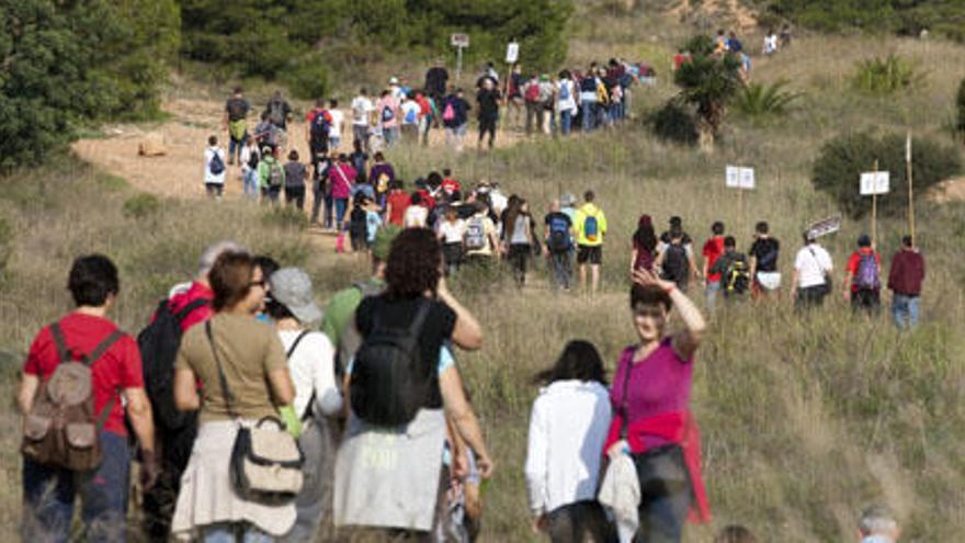 Centenares de personas participaron en la marcha por el paraje natural de la Mola.