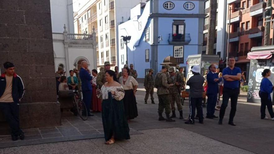 Un momento del rodaje de la serie &#039;30 monedas&#039; en La Laguna.