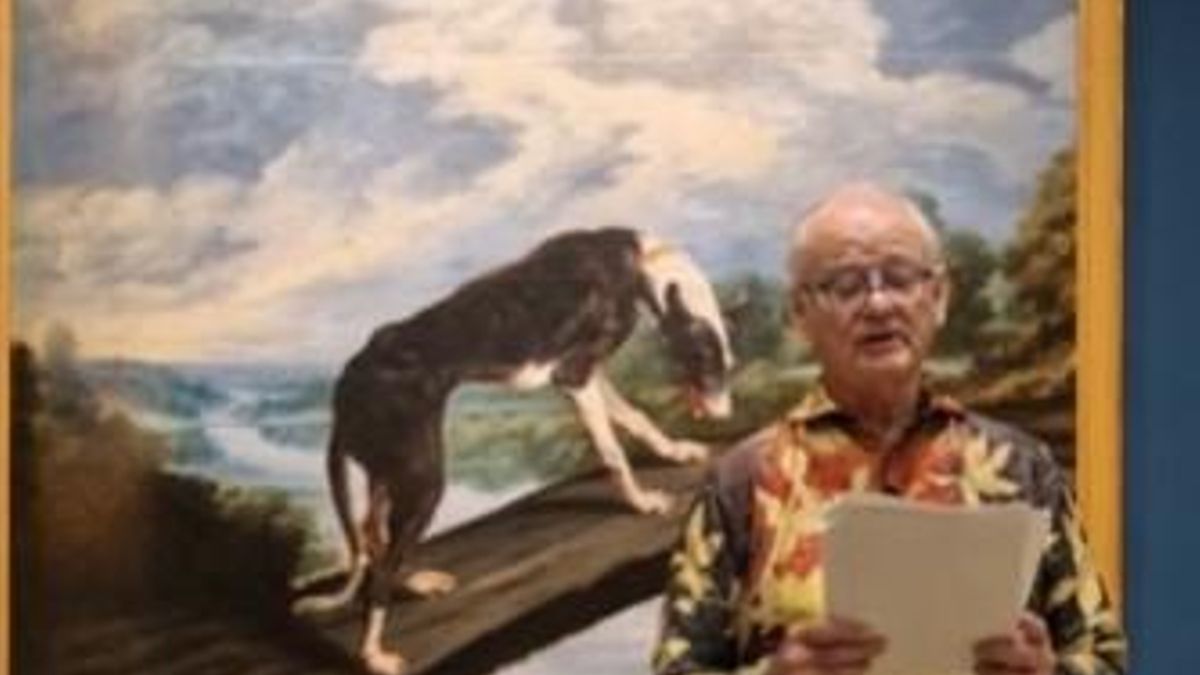 Bill Murray interpreta en el Prado un texto frente a la obra 'Fábula del perro y la presa', de Paul de Vos