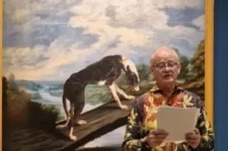 Bill Murray interpreta en el Prado un texto frente a la obra 'Fábula del perro y la presa', de Paul de Vos