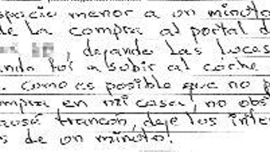 Parte de un recurso presentado por un conductor vigués tras haber sido multado por mal estacionamiento.