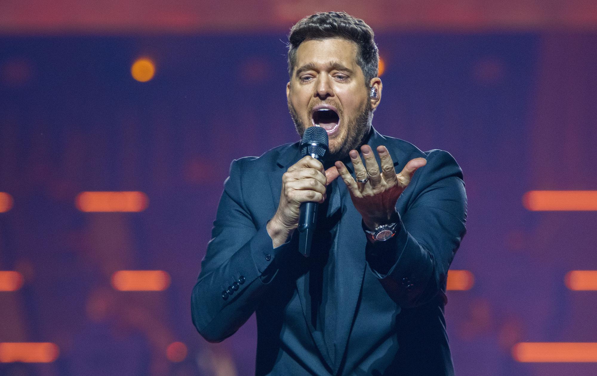 Michael Bublé, este miércoles durante su concierto en el Palau Sant Jordi