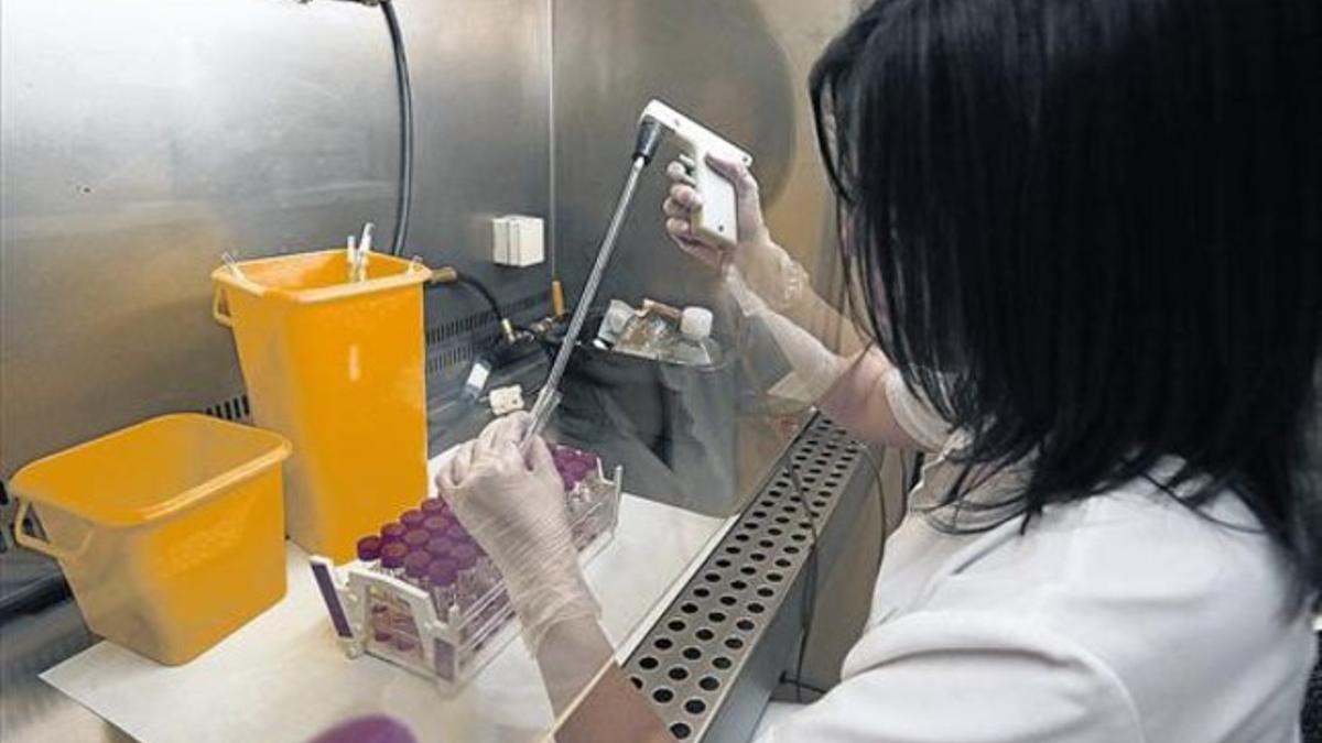 Una investigadora en el Hospital Clinic de Barcelona.