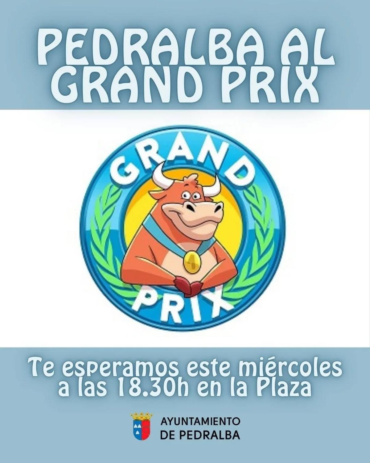 Cartel proporcionado por el Ayuntamiento de Pedralba por la preselección del Gran Prix.