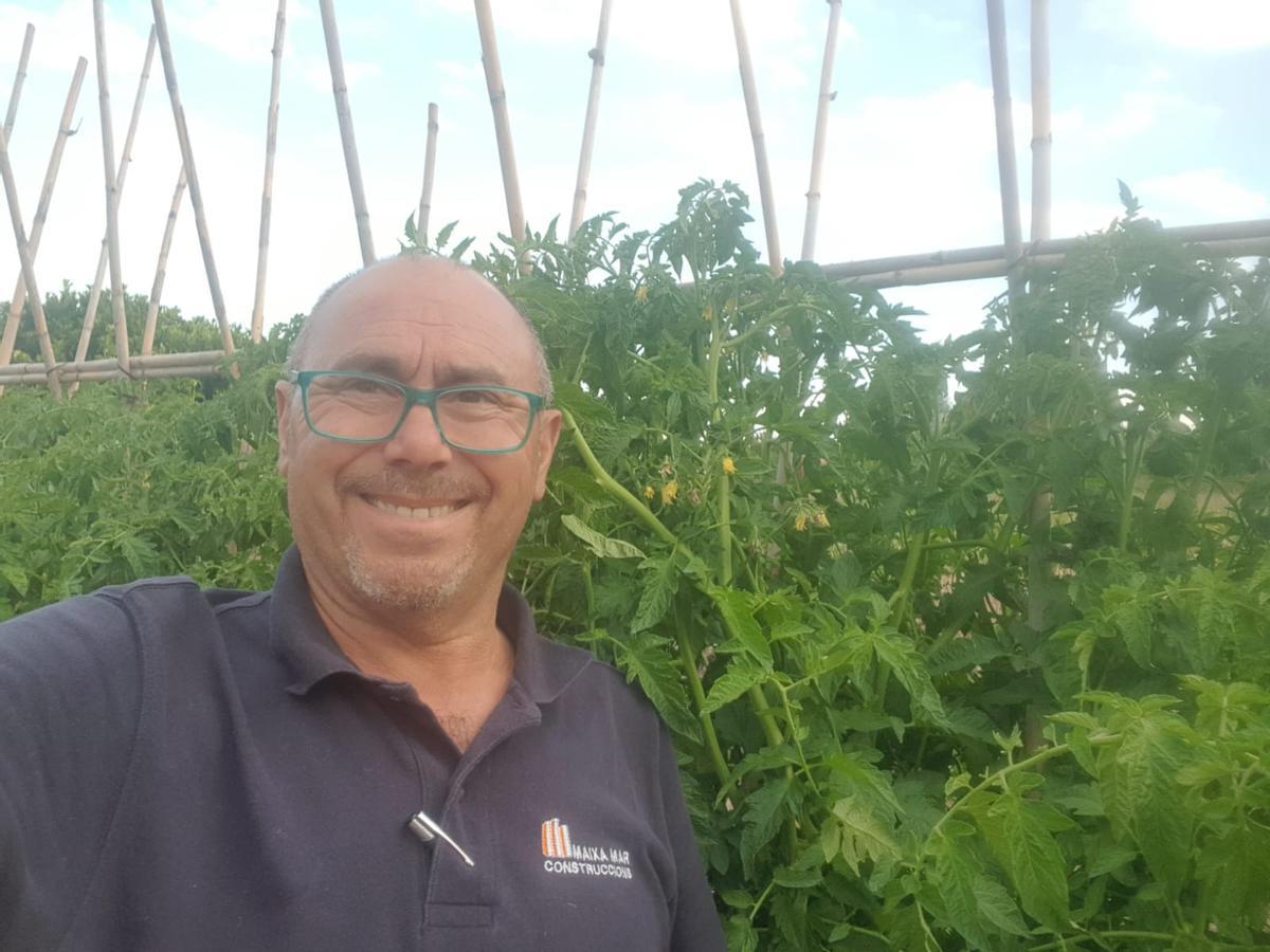Vicente, en su huerto, explica que hace tiempo que no va al súper a comprar tomates.
