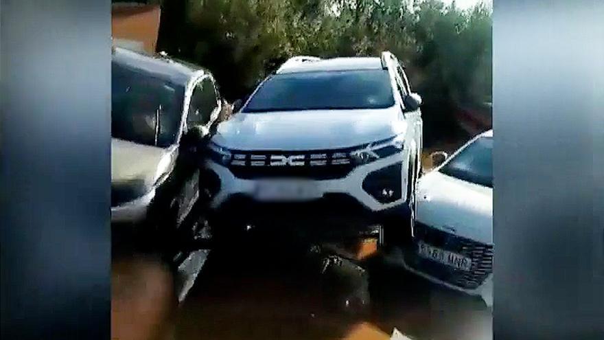 DANA en Mallorca | Decenas de coches son arrastrados por el agua en Cala Romántica