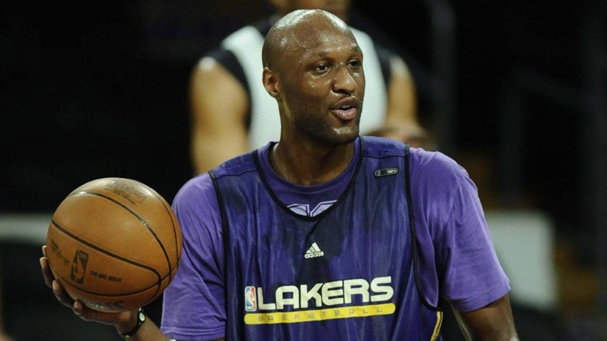 Lamar Odom durante un entrenamiento con Los Angeles Lakers