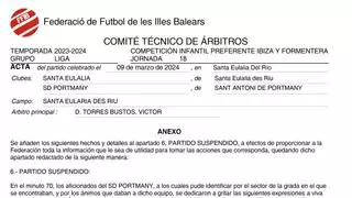 Un árbitro de 16 años suspende un partido en Ibiza ante los graves insultos de aficionados violentos