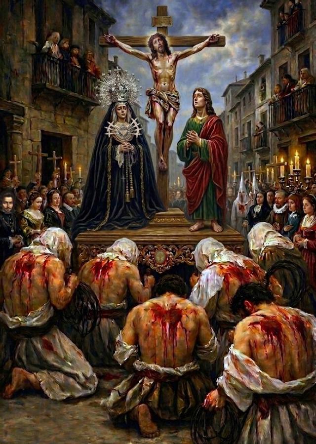 Recreación de la procesión de sangre de la Expiración de San Andrés.