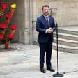 El president de la Generalitat i candidat dERC a la reelecció, Pere Aragonès, al Palau de la Generalitat