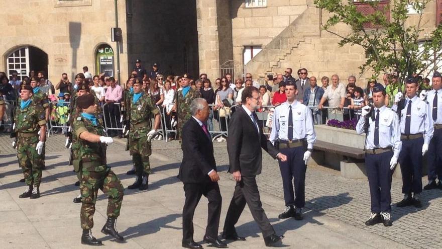 Rajoy y Costa, esta mañana en un acto de la cumbre hispano-lusa. // X.A.T.