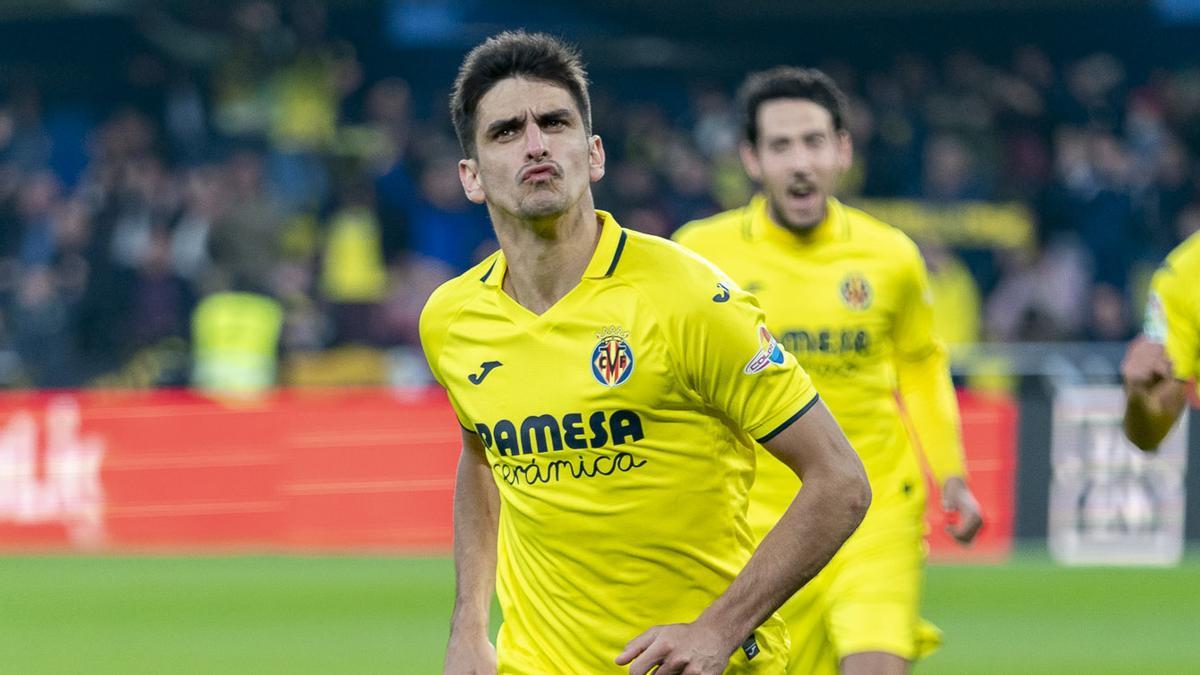 Gerard Moreno celebrando su gol ante el Real Madrid en el partido liguero.