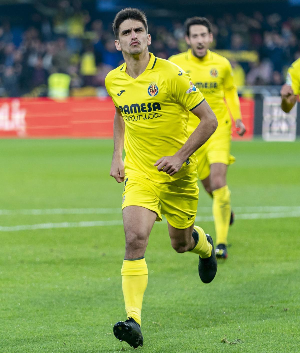 Gerard Moreno celebrando su gol ante el Real Madrid en el partido liguero.