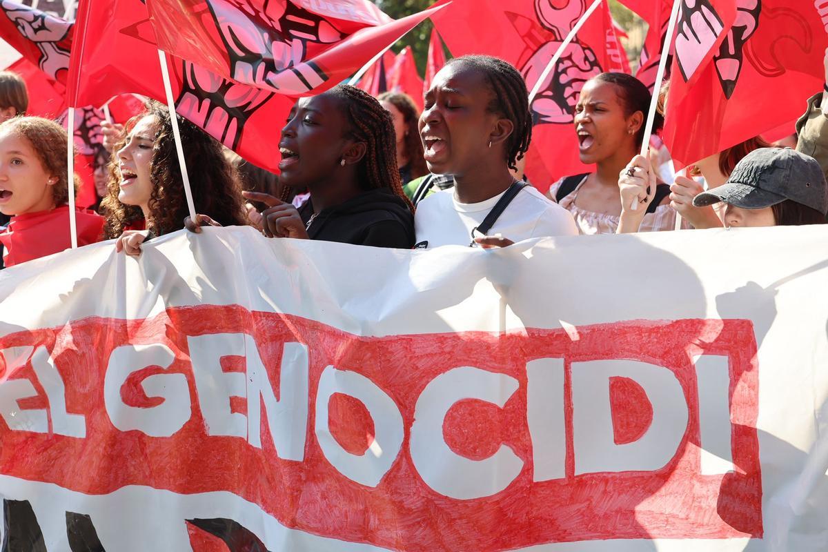 Manifestación de estudiantes en favor de Palestina en Barcelona