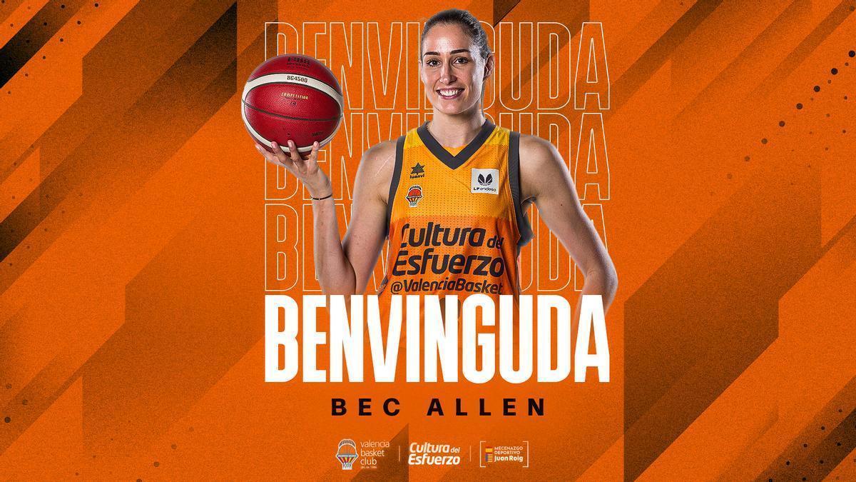 Rebecca Allen, nueva jugadora del Valencia Basket para la temporada 2023/24