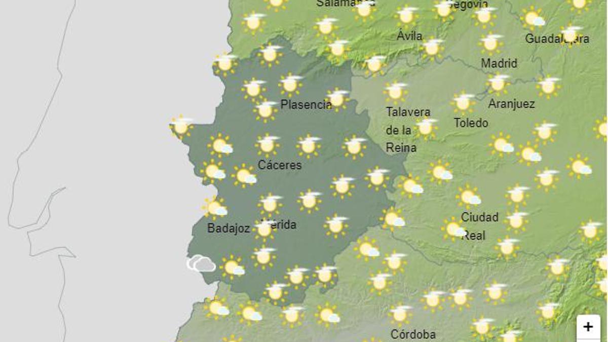 Tiempo en Extremadura este lunes