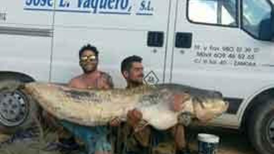 Ambos zamoranos posan sonrientes con la captura que cambió un simple fin de semana de pesca