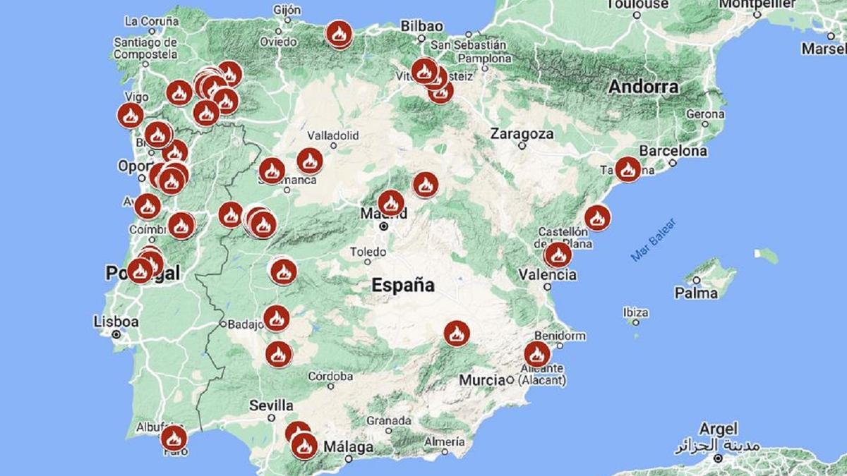 Estos son los incendios que deja la ola de calor en España