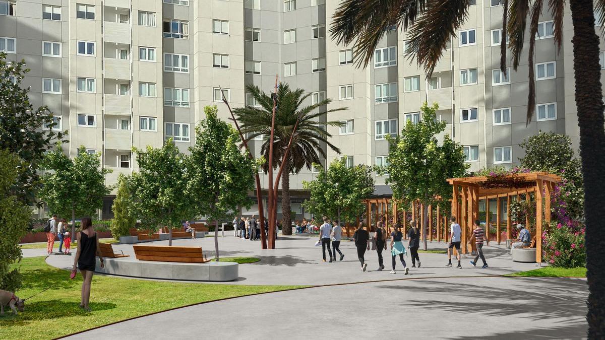 Recreación de la plaza de Tierno Galván