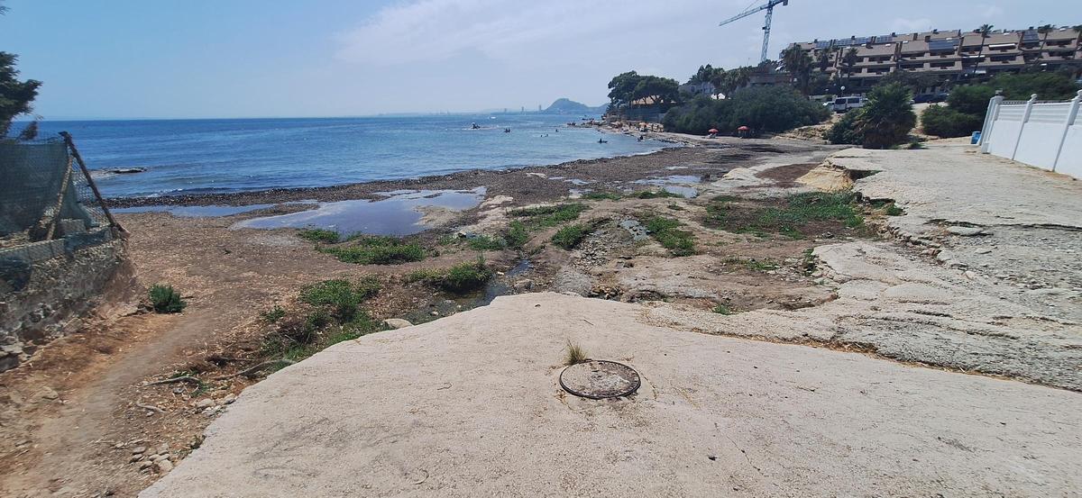 Algas y accesos en mal estado en La Calita del Cabo de las Huertas de Alicante