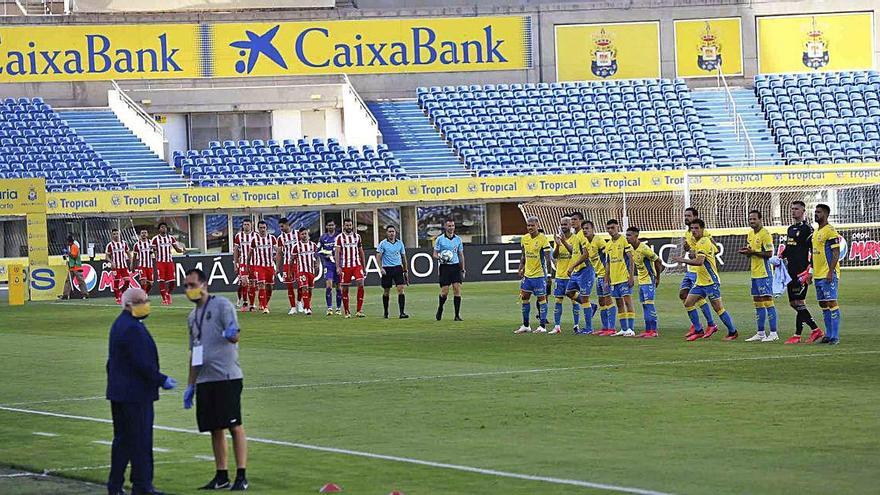 Les imatges del partit del Girona al camp del Las Palmas, el primer del «nou futbol» després de la pandèmia de la COVID-19