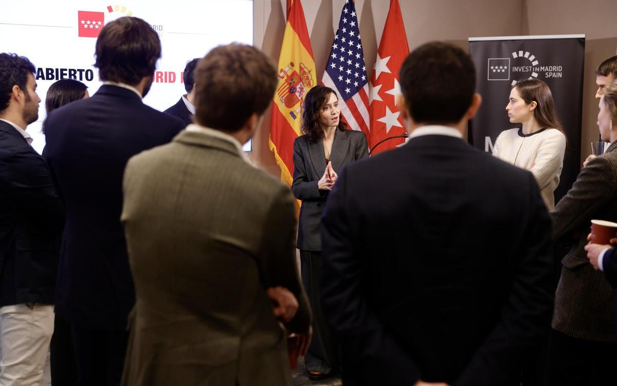 La presidenta de la Comunidad de Madrid, Isabel Díaz Ayuso, este martes en Nueva York.