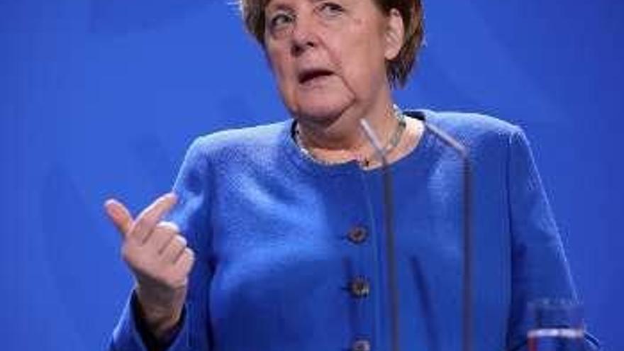 La canciller Angela Merkel, ayer. // Efe
