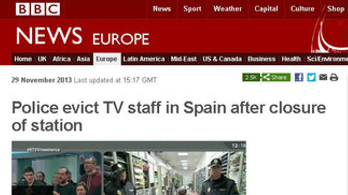 La BBC informa sobre el cierre de RTVV