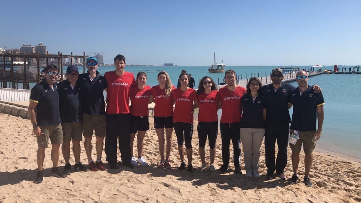 Algunos de los miembros del Equipo Nacional de aguas abiertas, en una foto de archivo