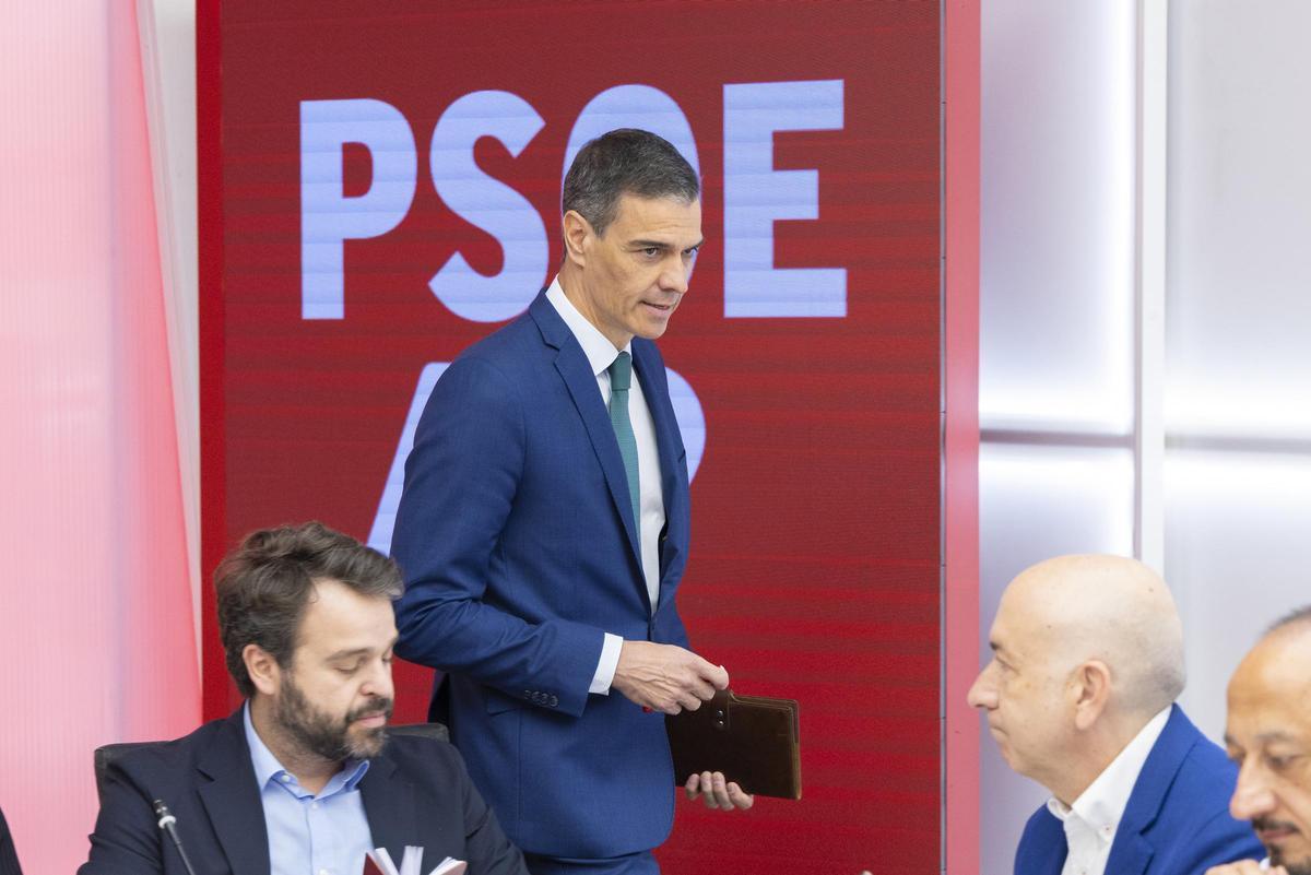 El secretario general del PSOE, Pedro Sánchez, a su llegada a la reunión de la Comisión Ejecutiva Federal.