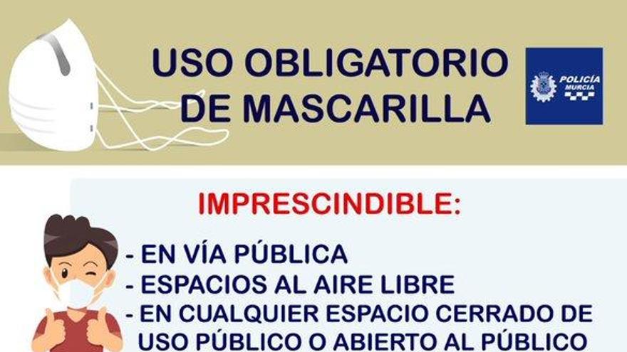 Denunciadas 282 personas en Murcia este fin de semana por no llevar mascarilla