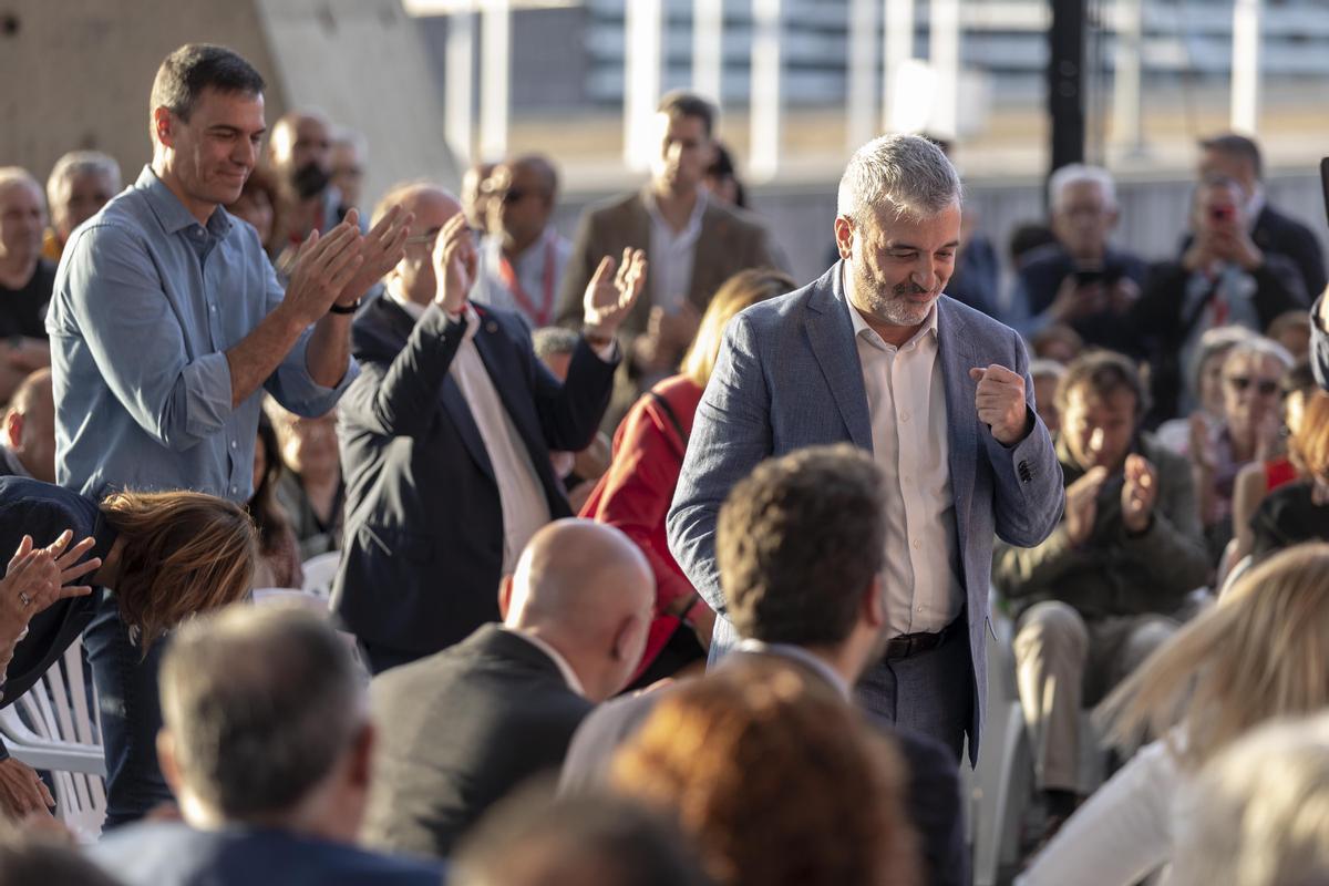 Acto del PSC con Jaume Collboni y Pedro Sánchez en el Fòrum