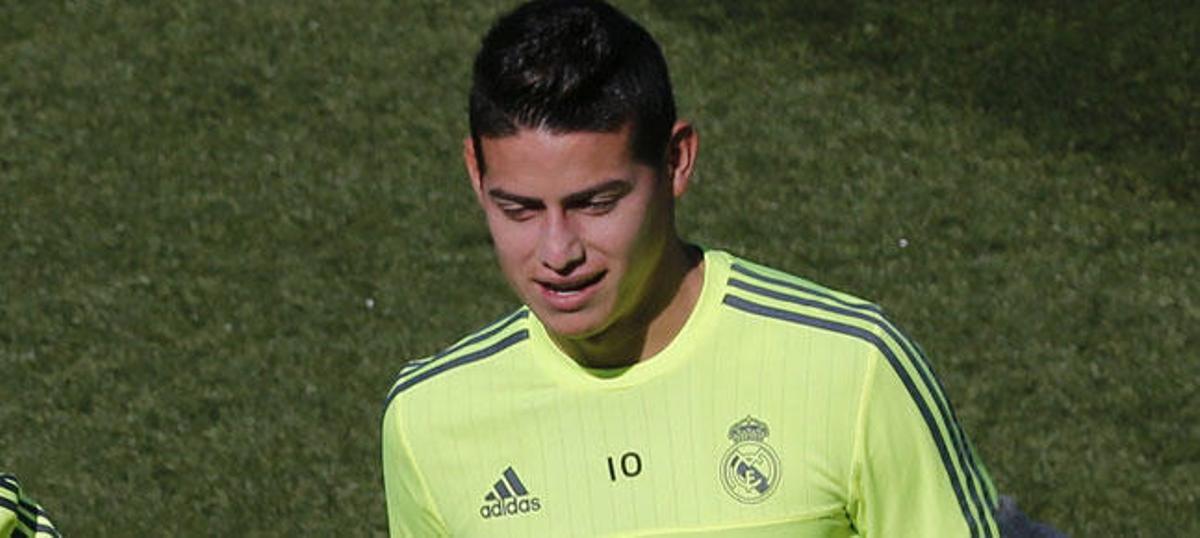 James Rodríguez, en el entrenamiento de este martes.