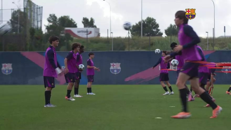 El entrenamiento del Barça Juvenil A antes del Olympiakos de UEFA Youth League