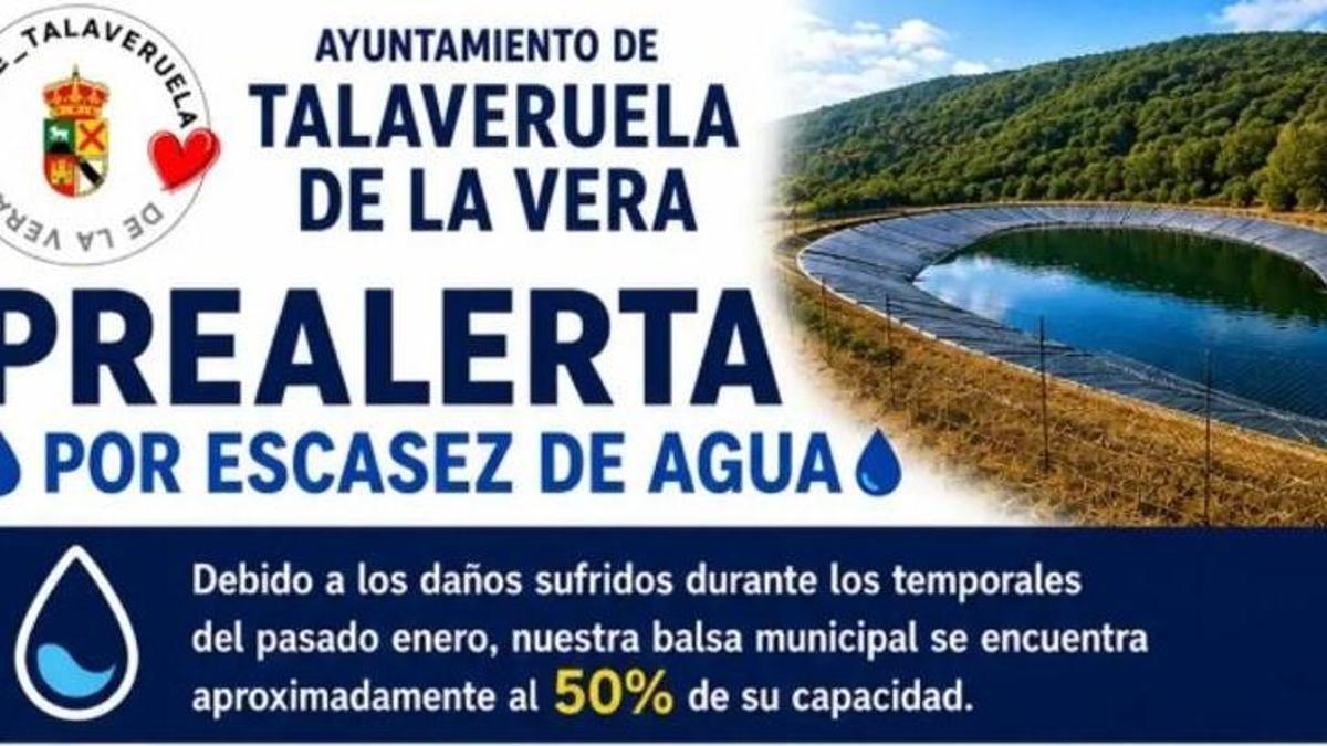 Prealerta por escasez de agua.