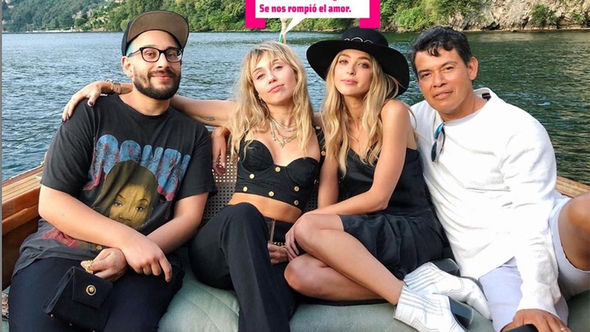 Miley Cyrus y Kaitlynn Carter en Italia con unos amitos durante su amorío