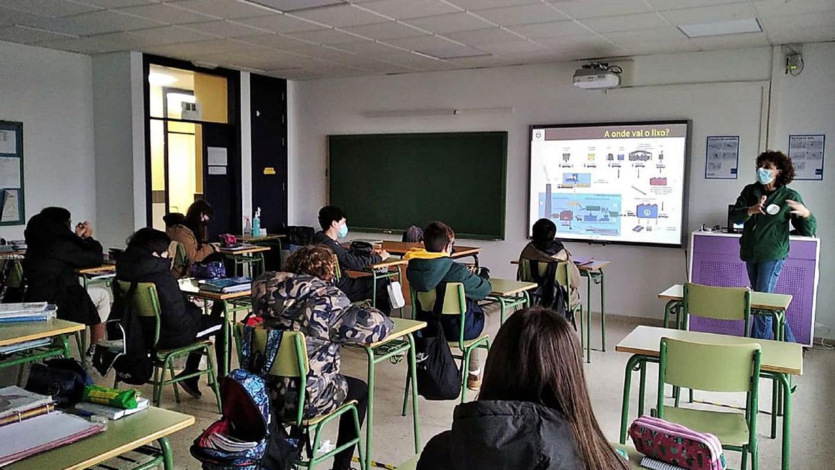 La charla impartida a los alumnos del IES As Bizocas.  | // FDV